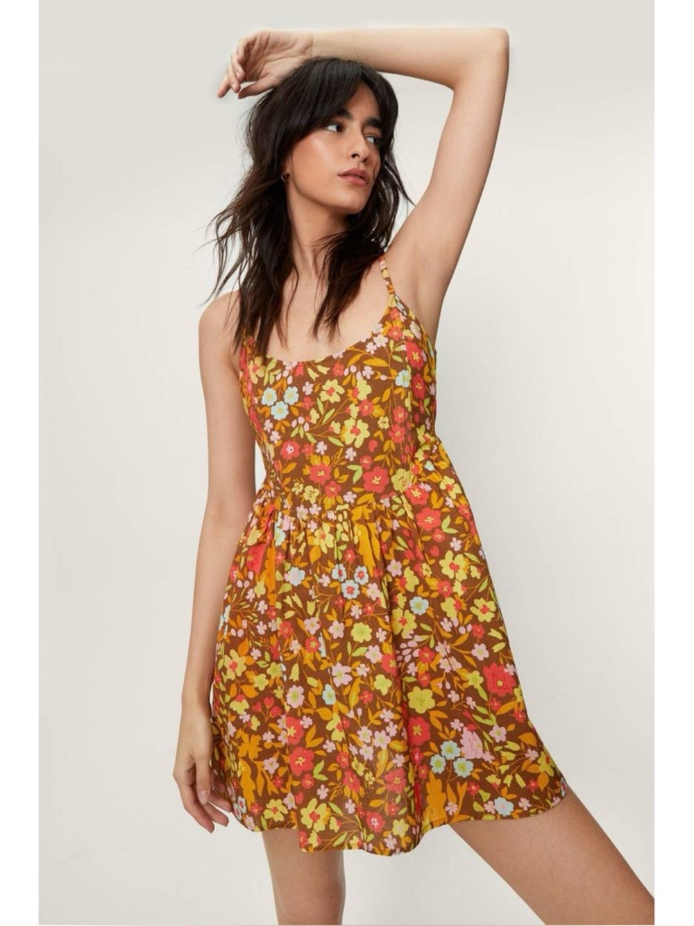 Nasty Gal Floral Print Corset Mini Dress